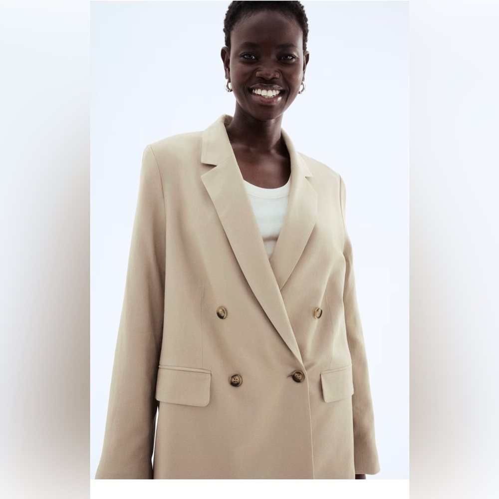 NWT - H&M Linen Blend Double-Breasted Blazer